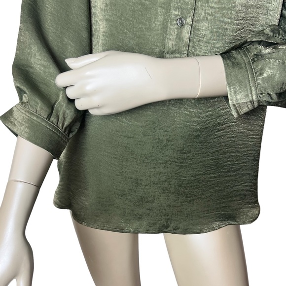 Banana Republic Green 3/4 Sleeve Hi Low Blouse Top - Picture 4 of 10